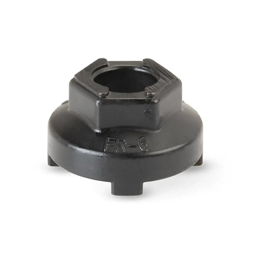 Black cast iron park tool fr-6 freewheel remover with hexagonal top and fr-6 engraving on the side