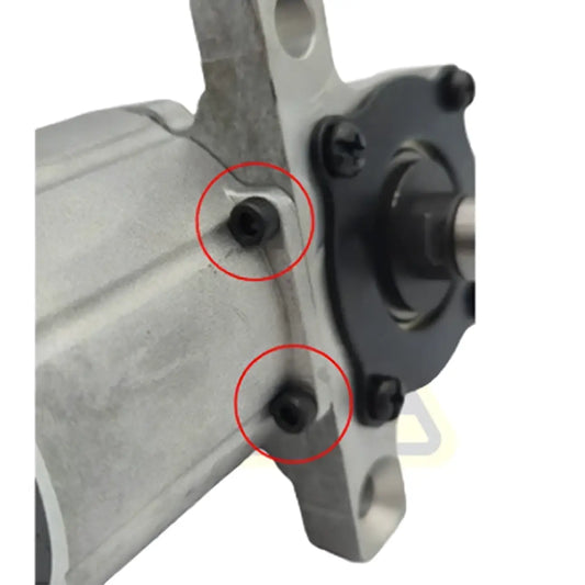 Silver metallic reduction gearbox housing with black bolts and central shaft for 90-degree stacyc 18-20eDrive gears