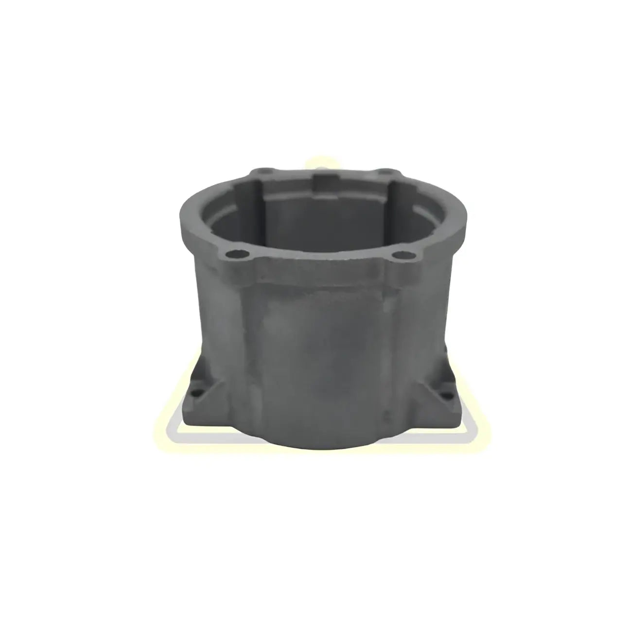 Dark gray industrial-grade plastic reinforced planetary gearbox housing with integrated mounting flanges and threaded holes