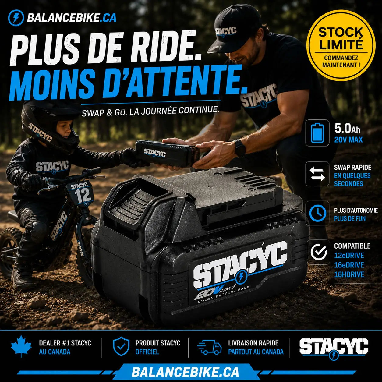 Black plastic stacyc 20ah lithium-ion battery pack for balance bikes in the stacyc bike 5ah battery 12-16edrive product